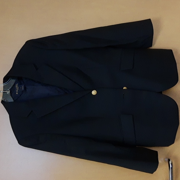 Brooks Brothers Navy Wool Tropical Weight Crop Sleeve Size 8 Petite - Picture 1 of 9